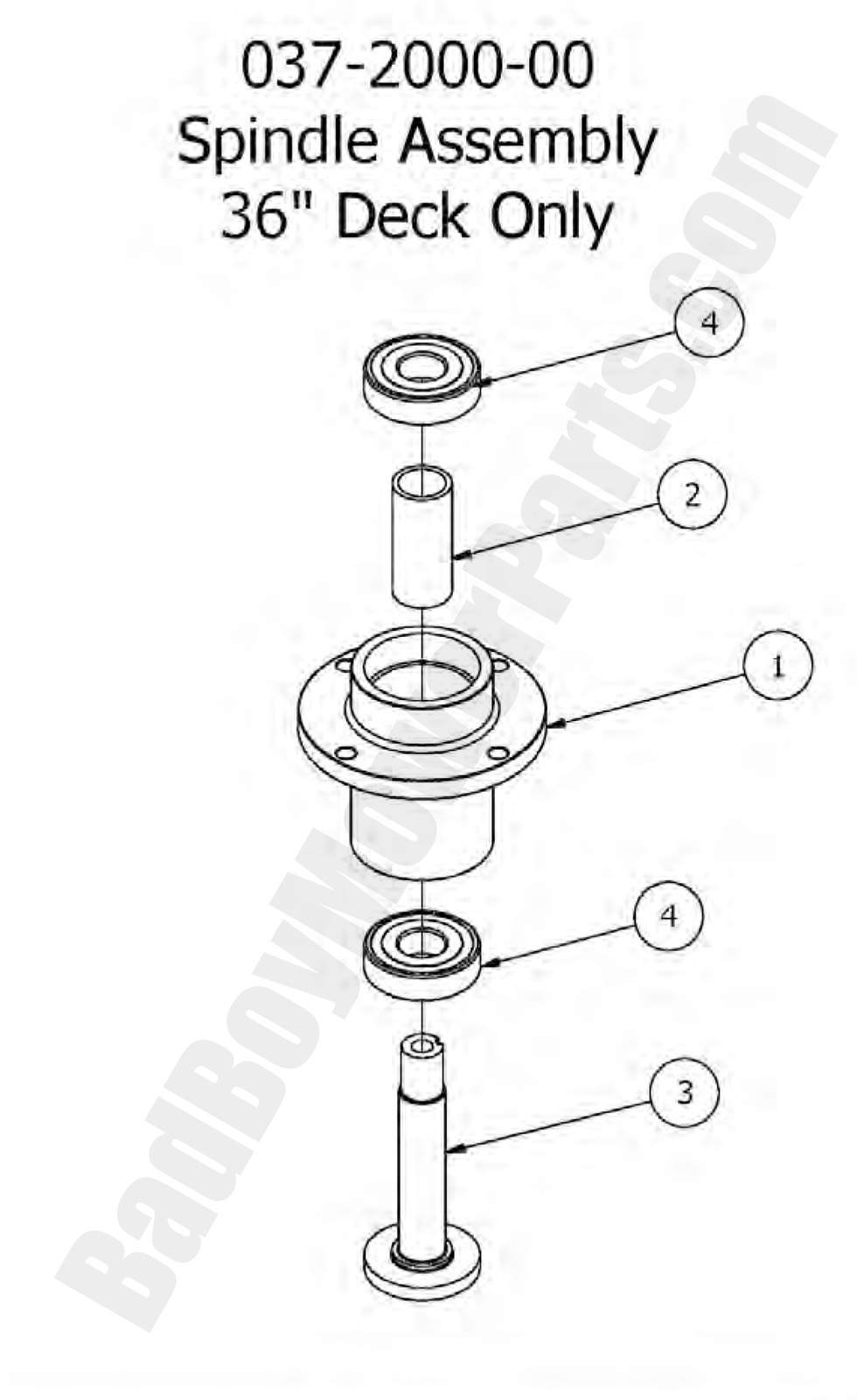 1634 - Bad Boy Mower Parts Lookup > 2017 > Stand-On > 36\" Deck Spindle Assembly